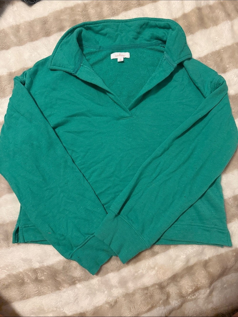 Colsie Teal Green Knit Cropped Pullover